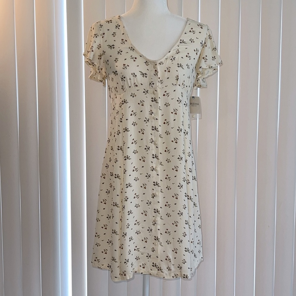 Arizona Ivory colored floral print dress size small